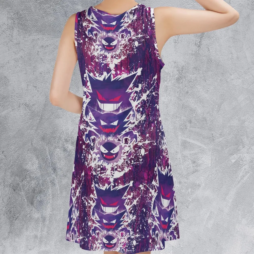 Ghostly Evolution Ghastly Haunter Gengar Pokemon Sleeveless Dress - 3