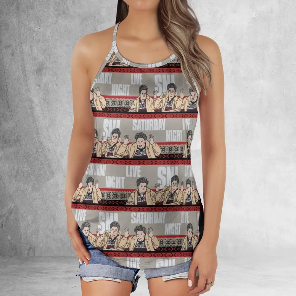 Drunk Uncle on the Holidays SNL Saturday Night Live Criss Cross Tank Top - 2