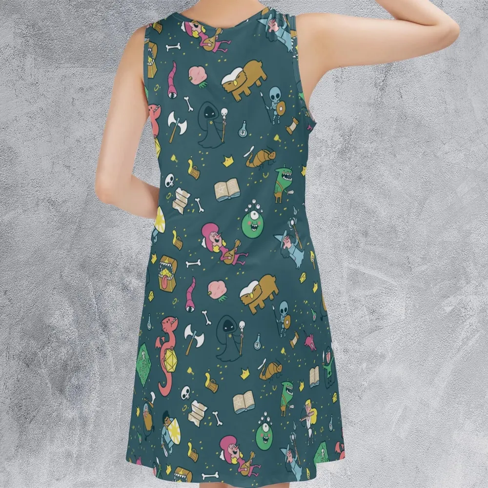 Cute Doodle Dungeons Sleeveless Dress - 3