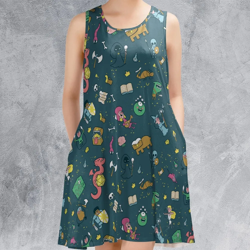 Cute Doodle Dungeons Sleeveless Dress - 2