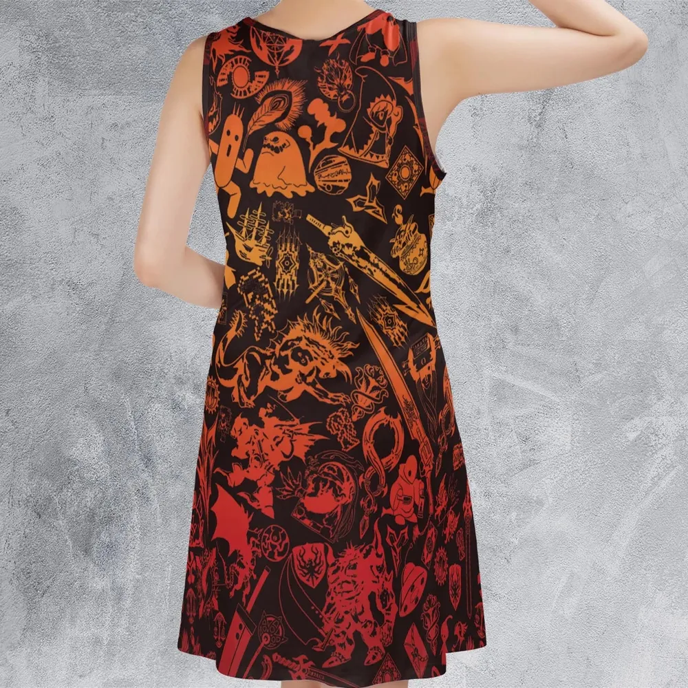 Red Moggle Final Fantasy Sleeveless Dress - 3