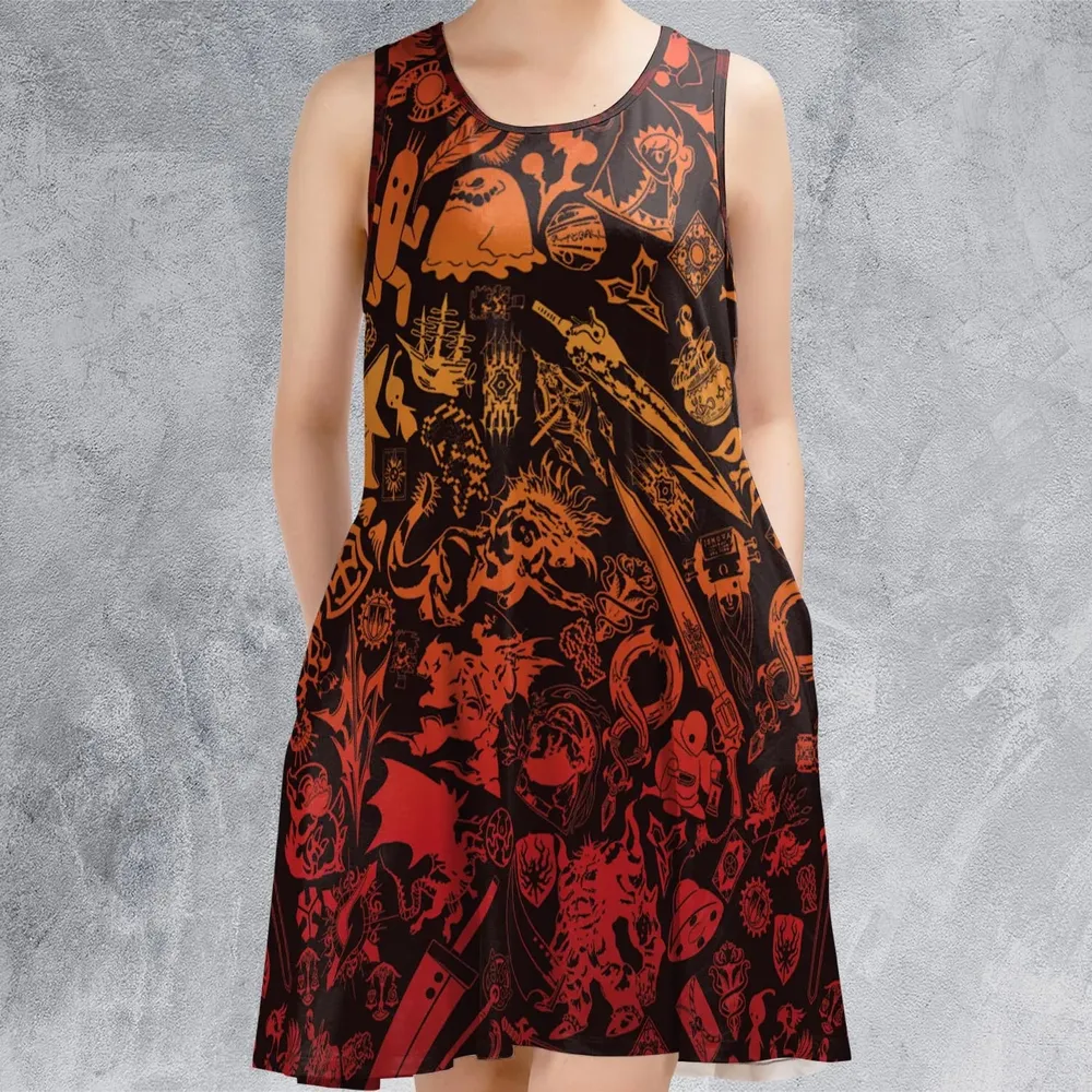 Red Moggle Final Fantasy Sleeveless Dress - 2