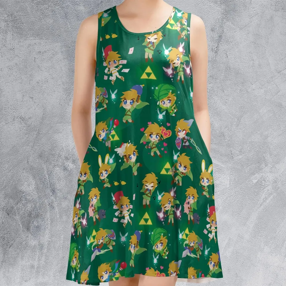 Cute Link Posing The Legend Of Zelda Sleeveless Dress - 2