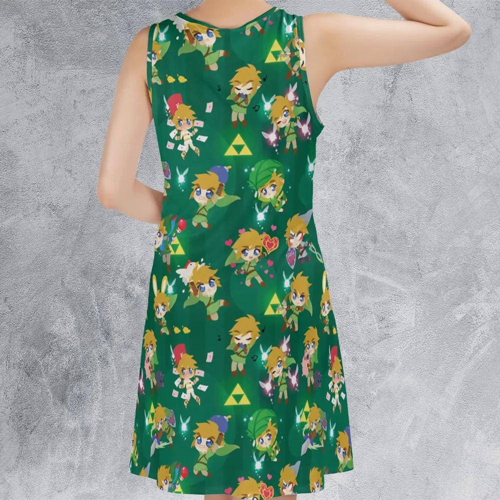Cute Link Posing The Legend Of Zelda Sleeveless Dress - 3