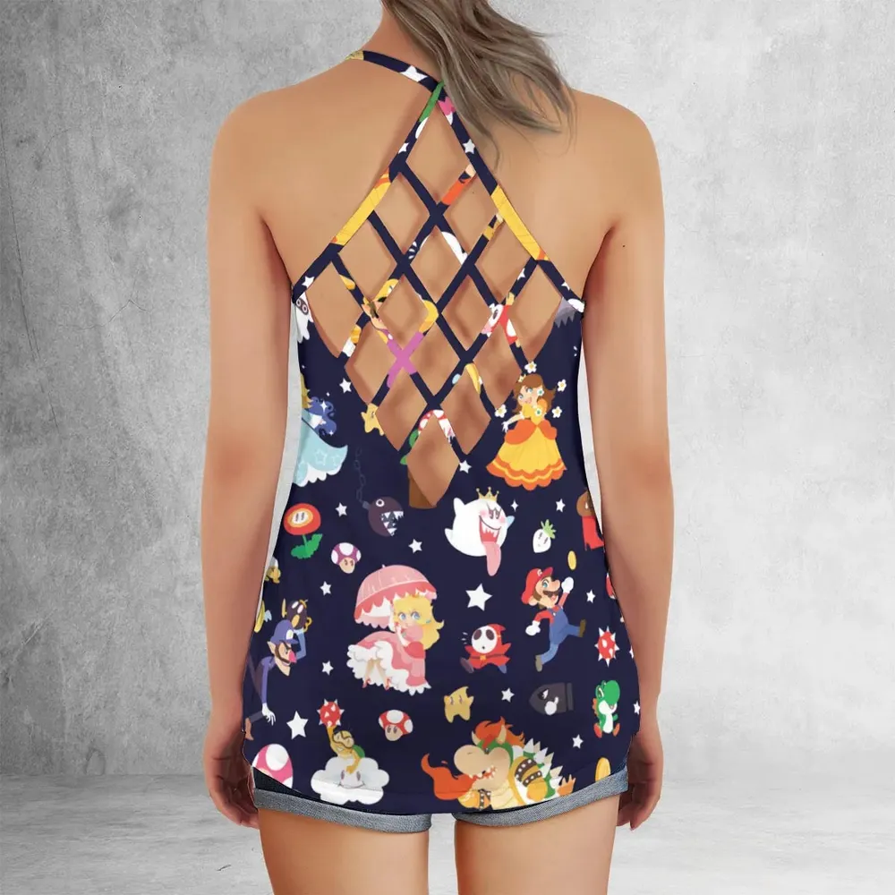Mushroom Kingdom Super Mario Criss Cross Tank Top - 3