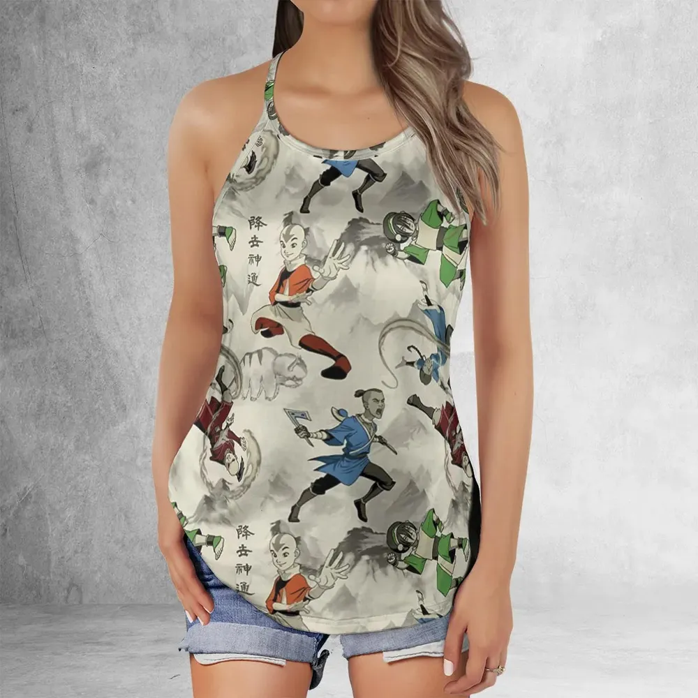 Aang Katara Toph Beifong Sokka Avatar The Last Airbender Criss Cross Tank Top - 2