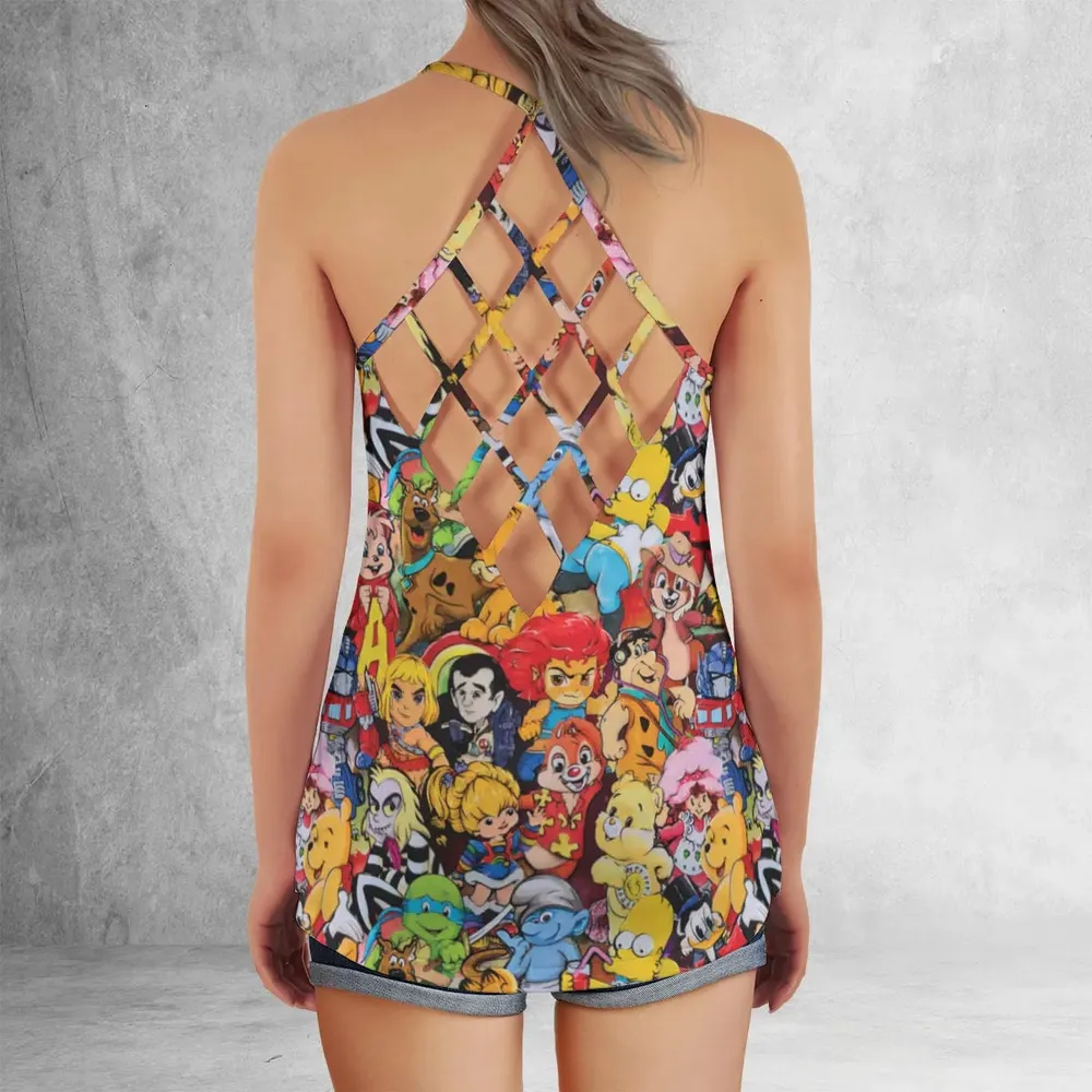 Old Cartoon Characters Criss Cross Tank Top - 3