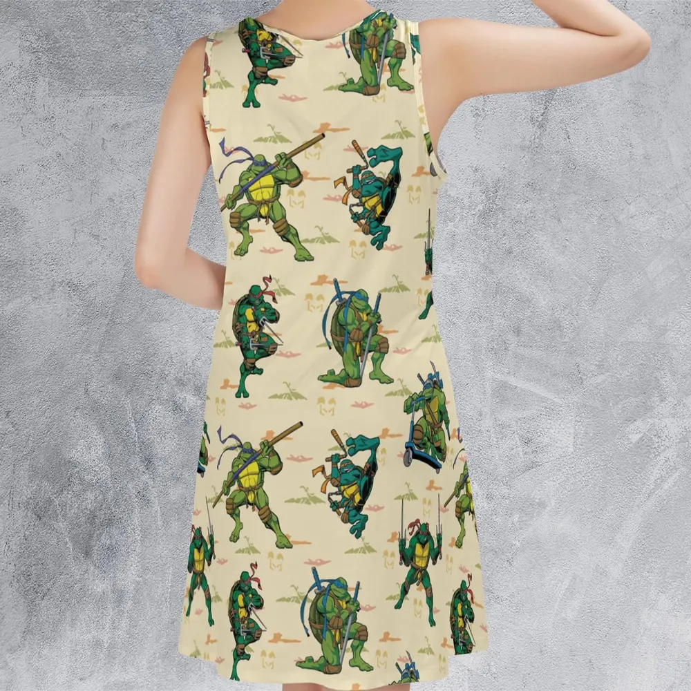 TMNT Characters Weapon Pattern Sleeveless Dress - 3