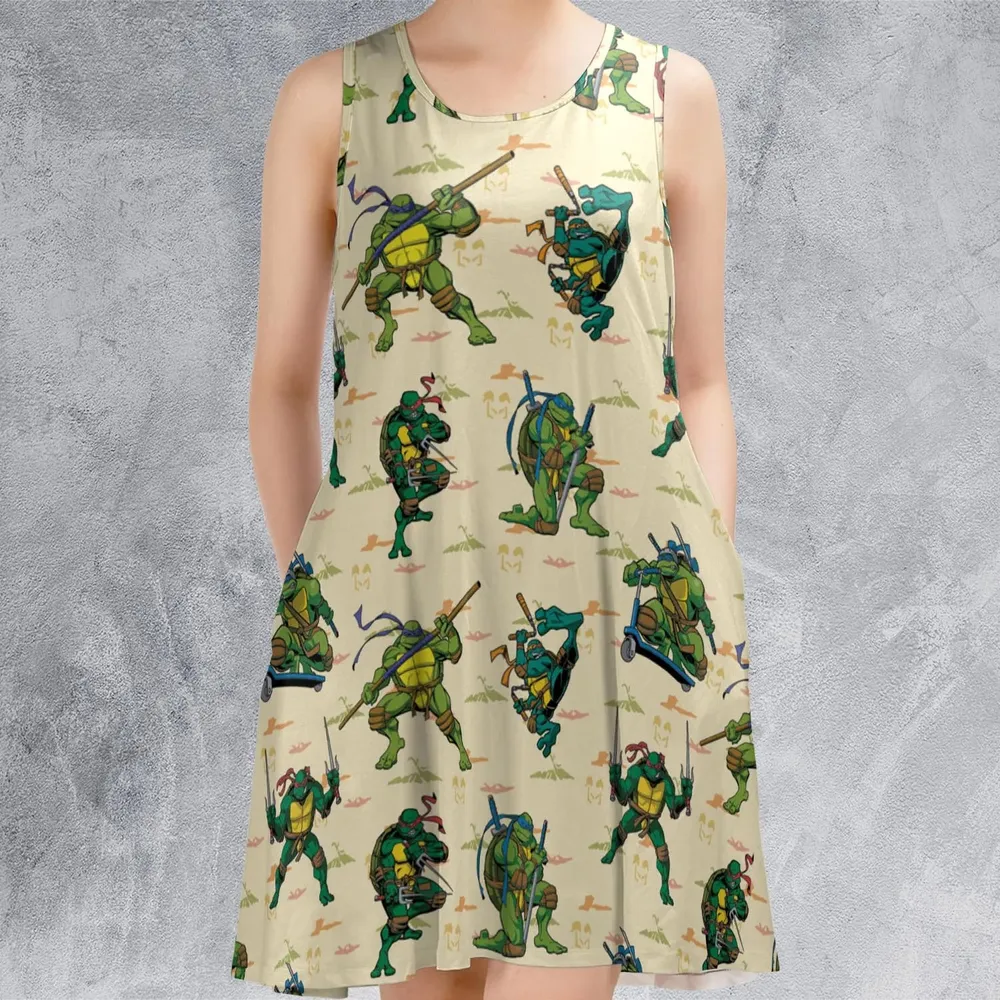 TMNT Characters Weapon Pattern Sleeveless Dress - 2