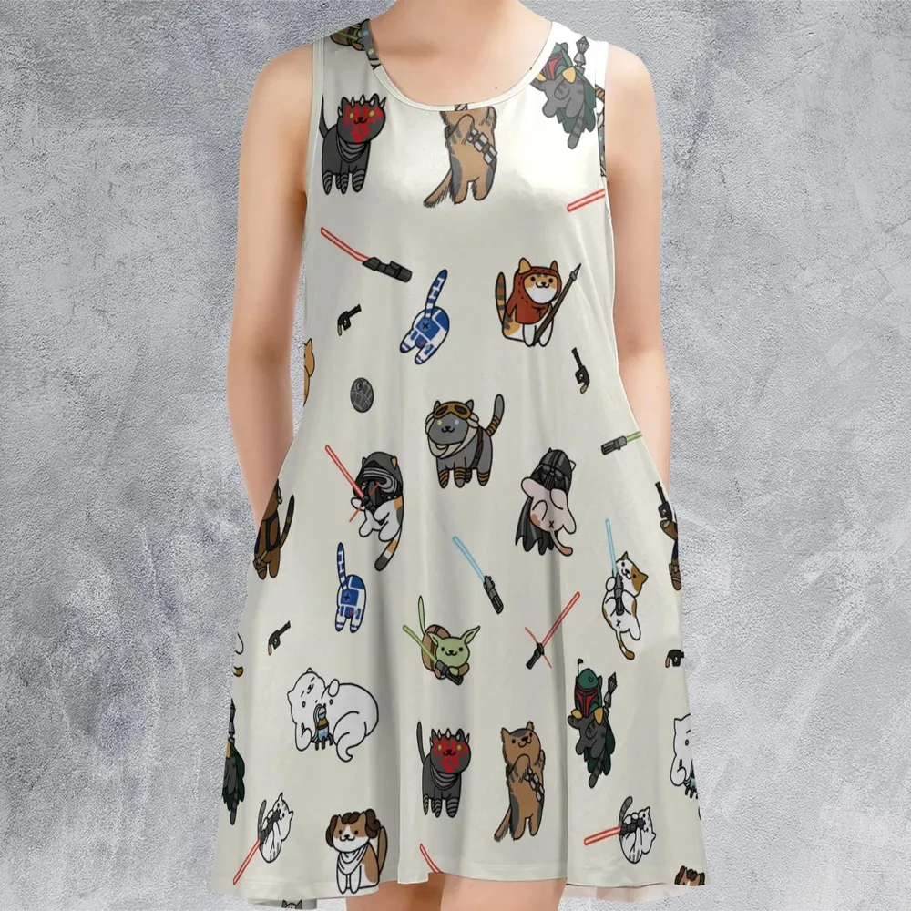 Star Wars Characters As Cats Sleeveless Dress - 2