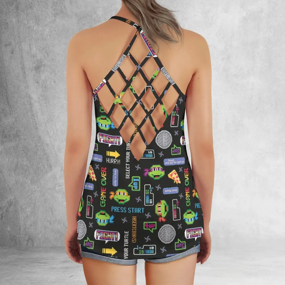 The TMNT Pixel Characters Criss Cross Tank Top - 3