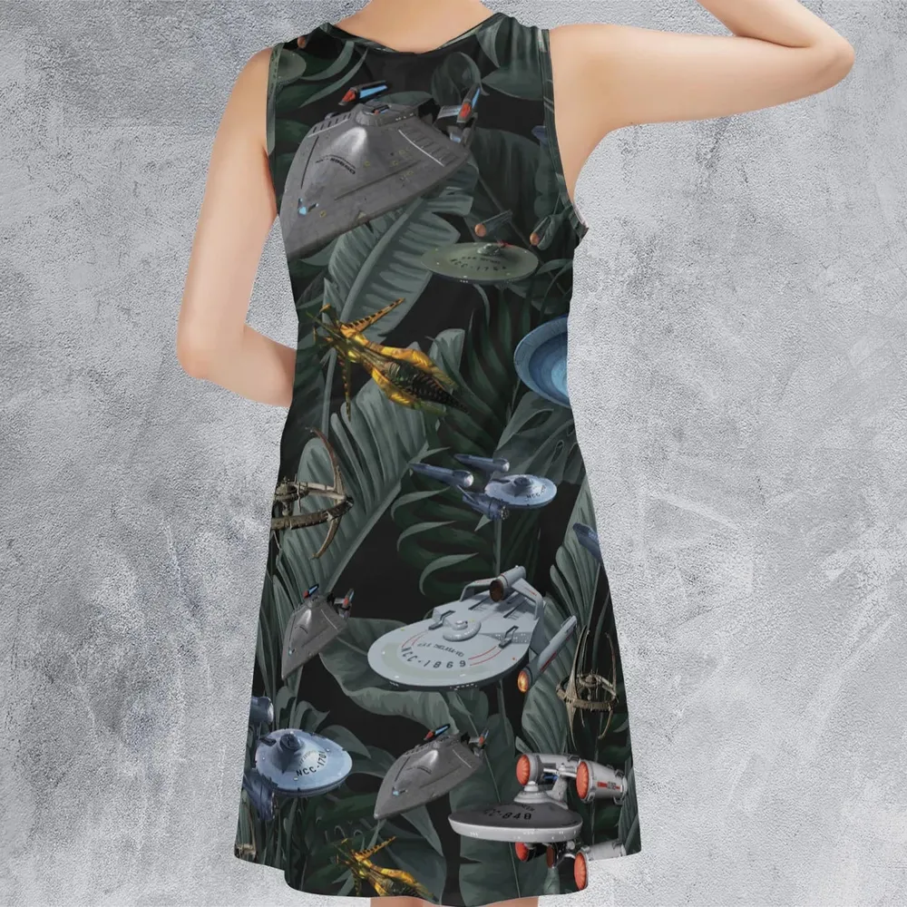 Star Trek Spaceship Pattern Sleeveless Dress - 3
