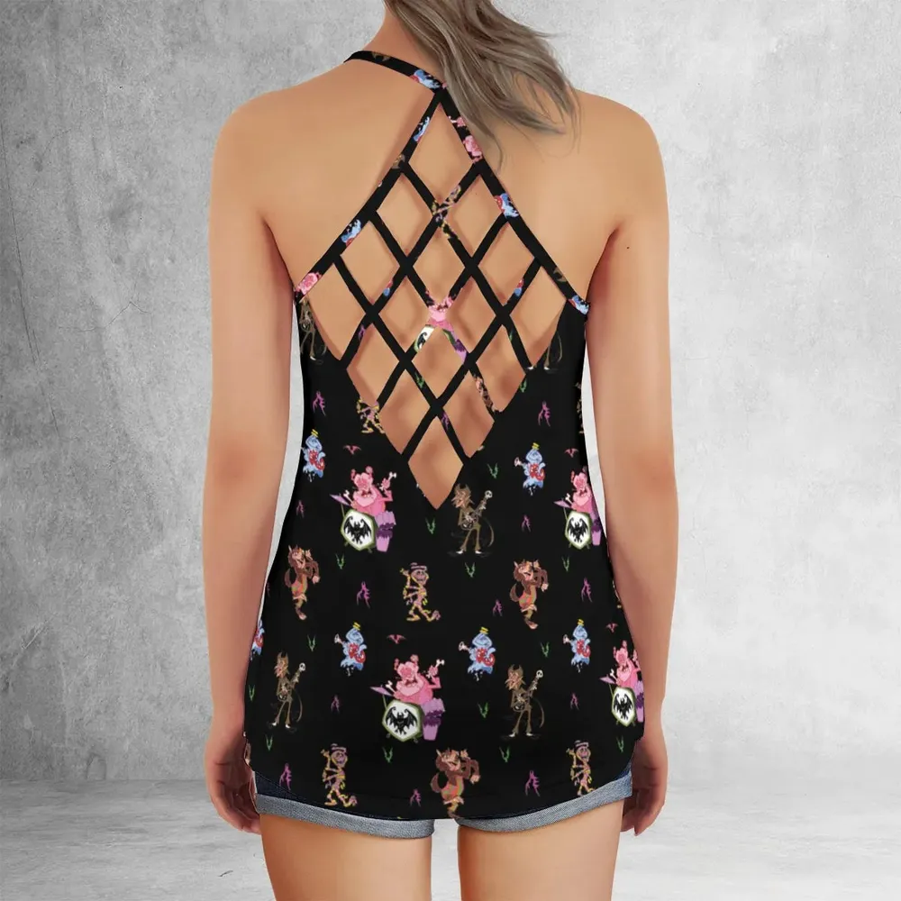 Monsters Cereal Pattern Criss Cross Tank Top - 3