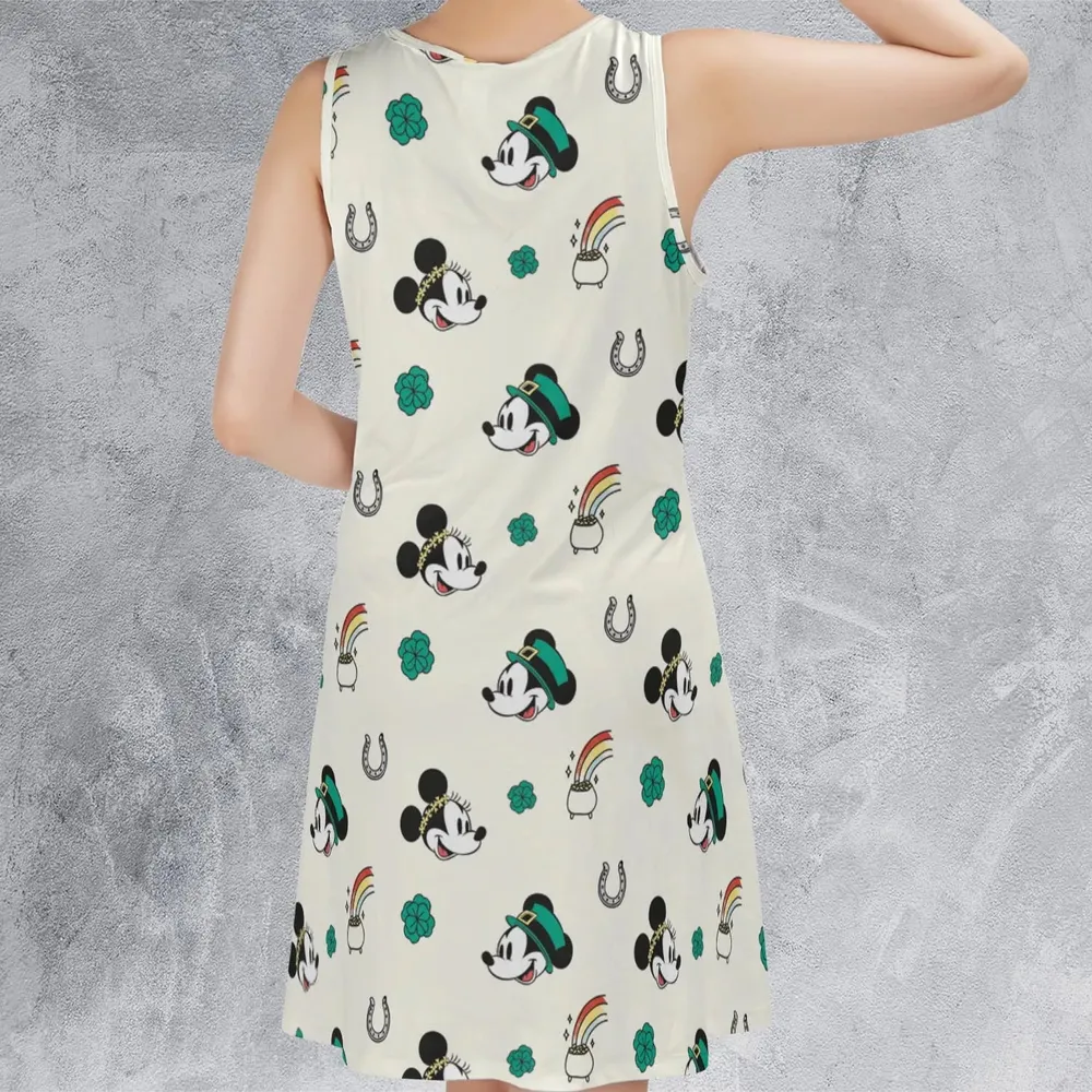 Mickey and Minnie St. Patrick's  Day Pattern Sleeveless Dress - 3