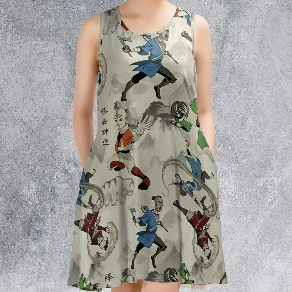 Aang Katara Toph Beifong Sokka Avatar The Last Airbender Sleeveless Dress - 2