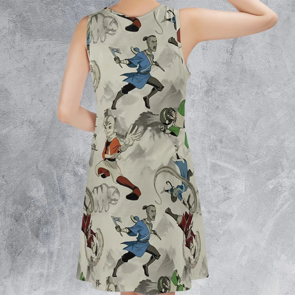 Aang Katara Toph Beifong Sokka Avatar The Last Airbender Sleeveless Dress - 3