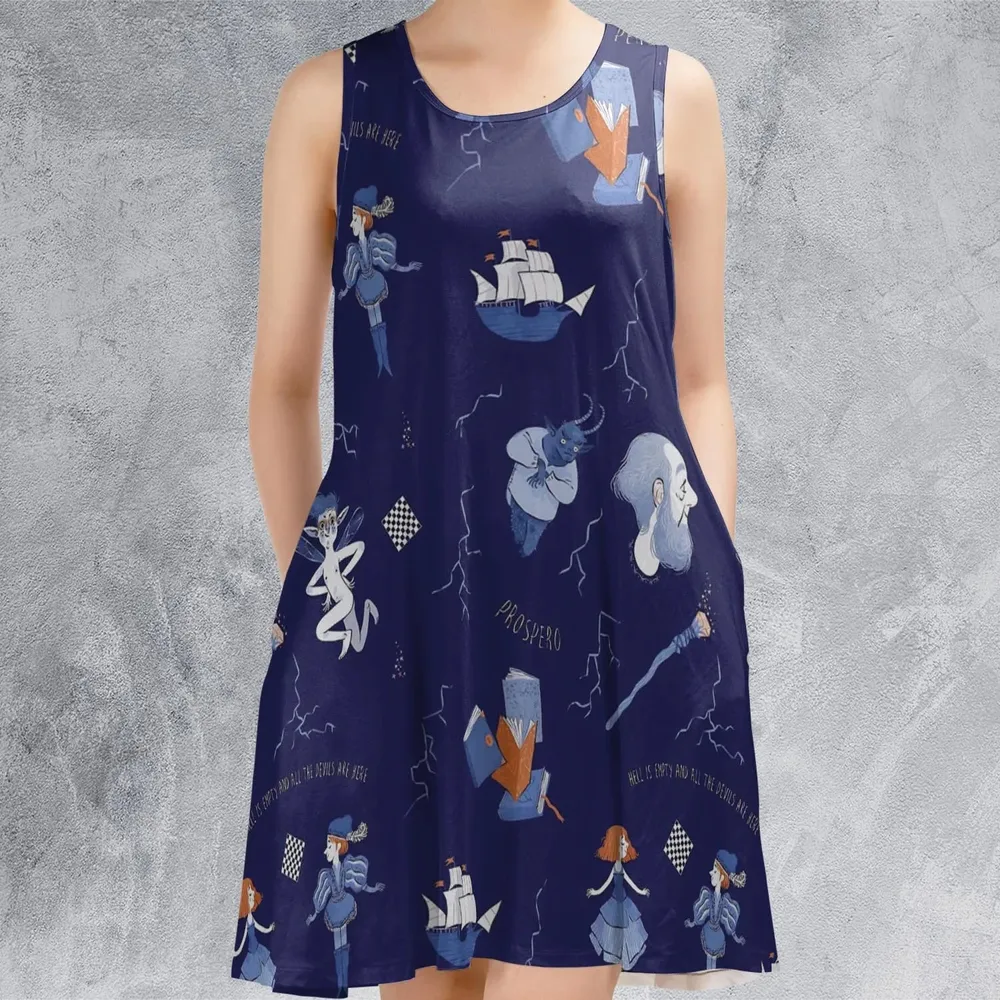 The Tempest Pattern Shakespeare Sleeveless Dress - 2
