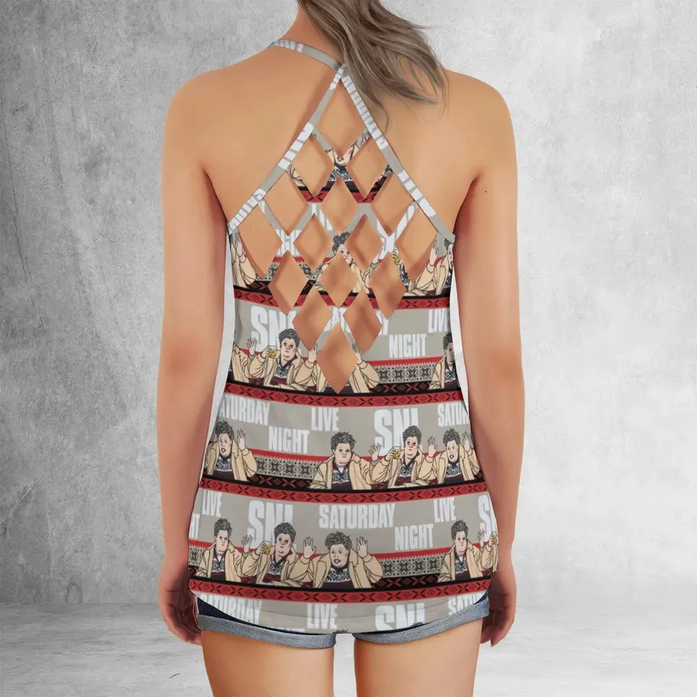 Drunk Uncle on the Holidays SNL Saturday Night Live Criss Cross Tank Top - 3