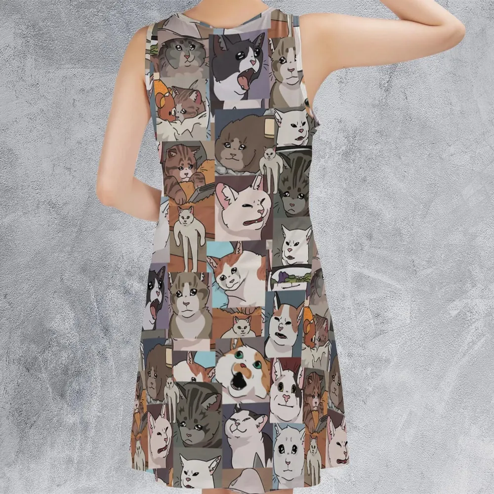 Funny Cat Internet Meme Sleeveless Dress - 3