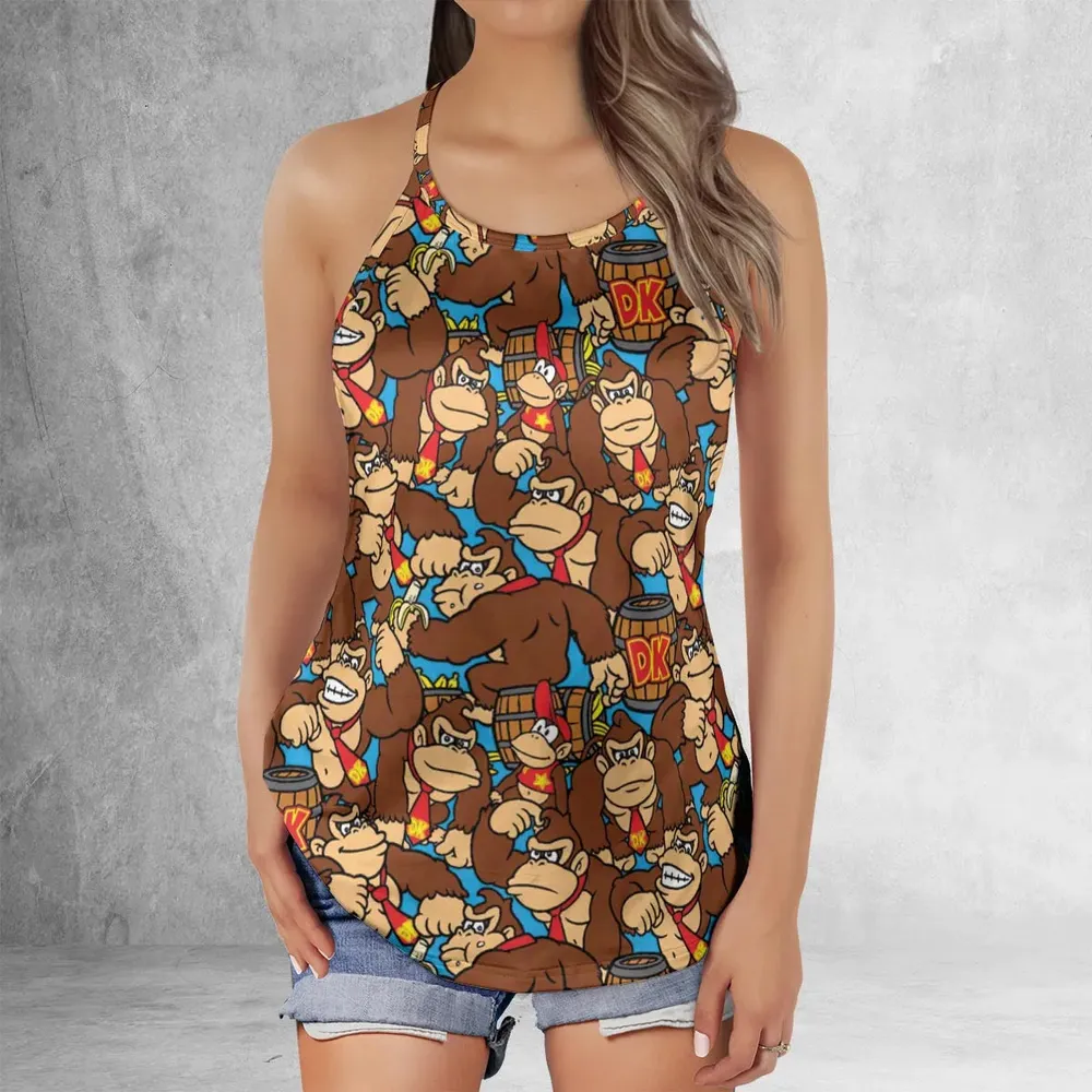 Donkey Kong Pattern Criss Cross Tank Top - 2
