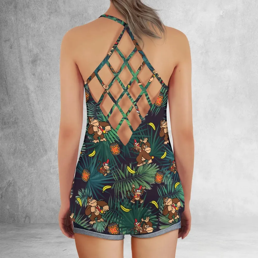 Donkey Kong Nintendo Video Games Criss Cross Tank Top - 3