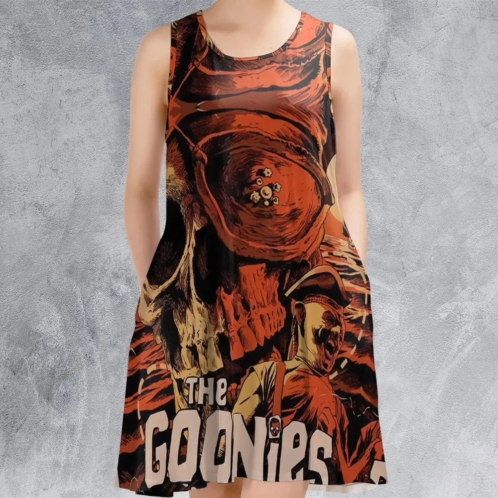 The Goonies Pattern Sleeveless Dress - 2