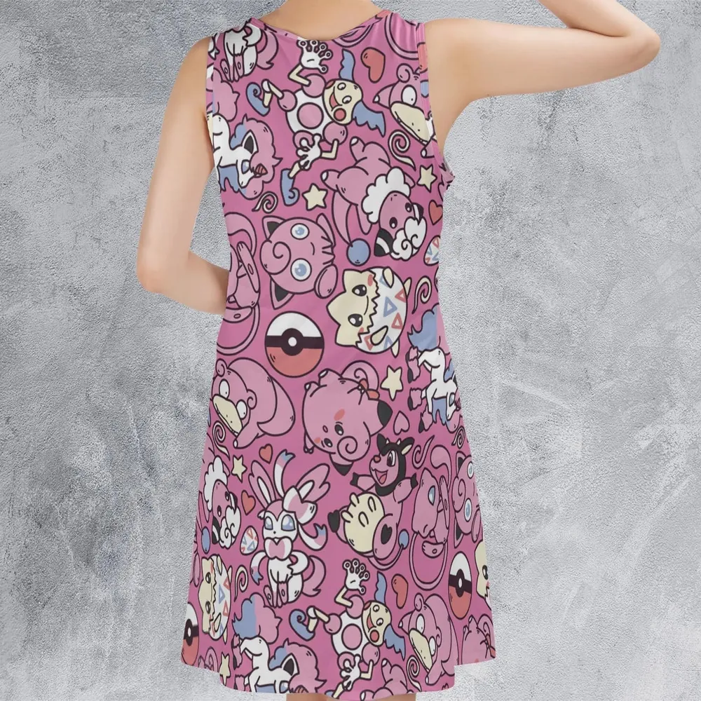 Fairy Pokemon Pattern Sleeveless Dress - 3