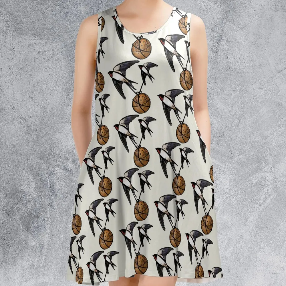 European Swallow Monty Python Holy Grail Sleeveless Dress - 2