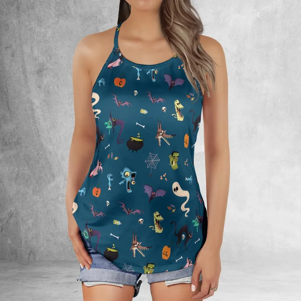Cute Spooky Classic Monster Criss Cross Tank Top - 2
