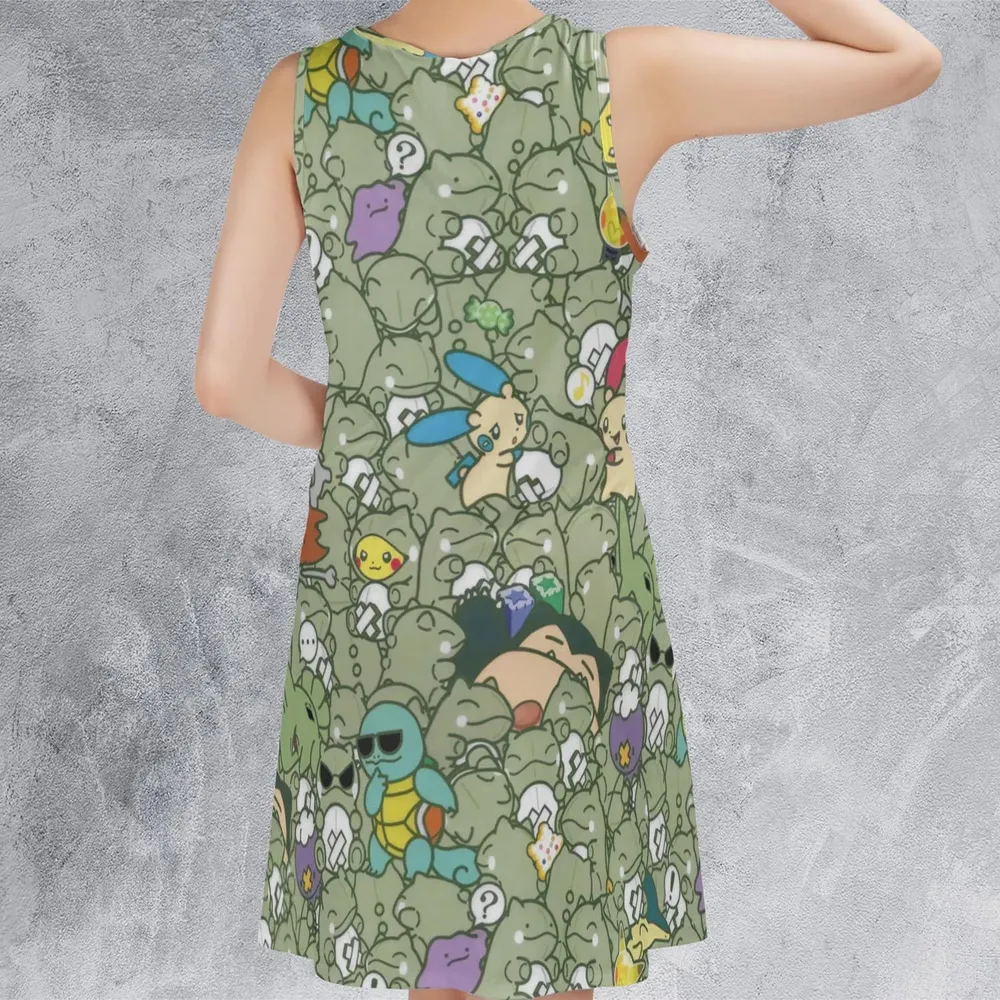 Epic Pokemon Pattern Sleeveless Dress - 3