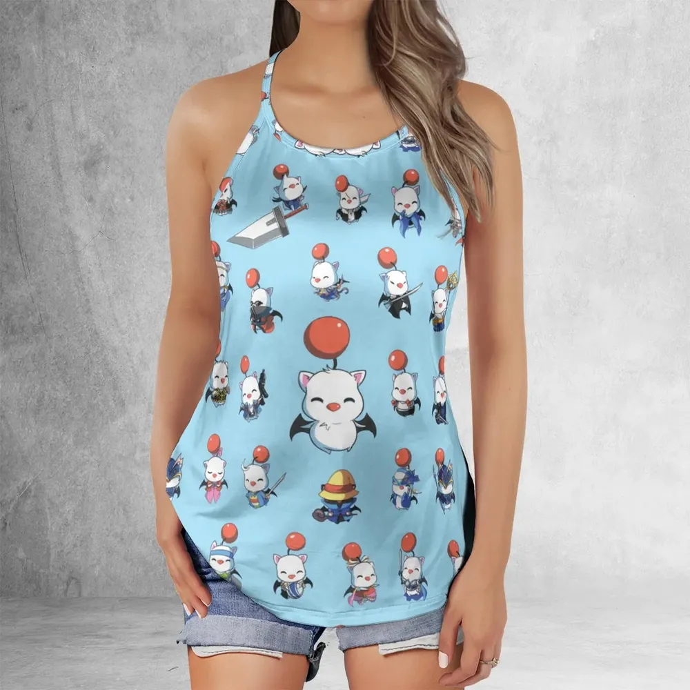 Cute Moogle Final Fantasy Criss Cross Tank Top - 2