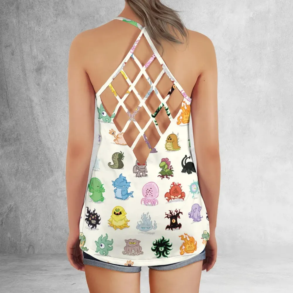 Cute Monsters H. P. Lovecraft Criss Cross Tank Top - 3