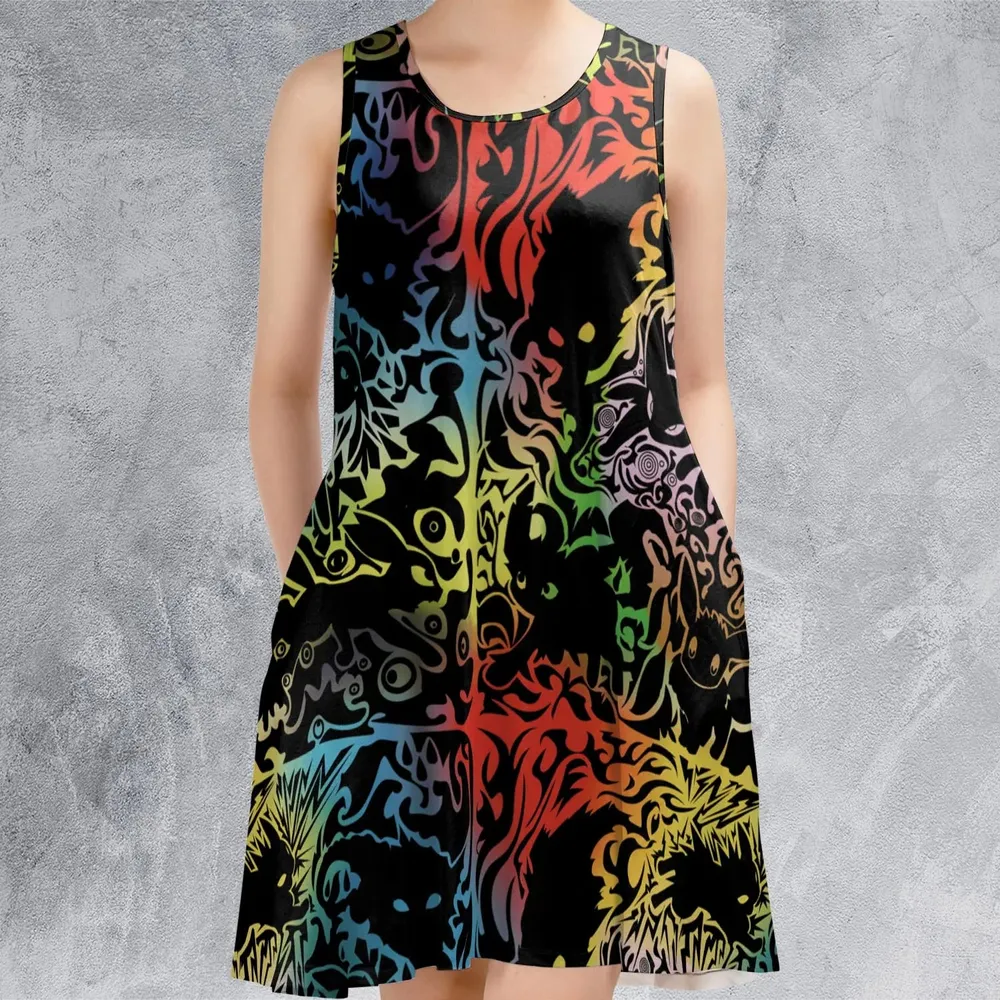 Eevee Pokemon Black Sleeveless Dress - 2