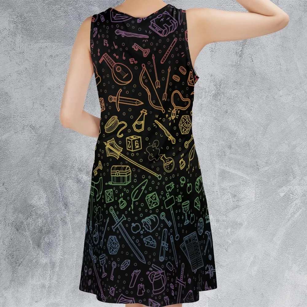DnD Tabletop RPG Pattern Sleeveless Dress - 3
