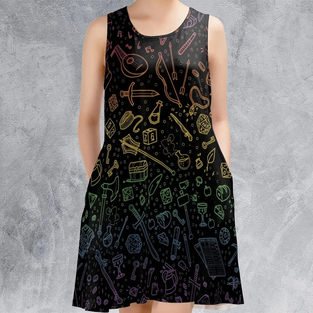 DnD Tabletop RPG Pattern Sleeveless Dress - 2