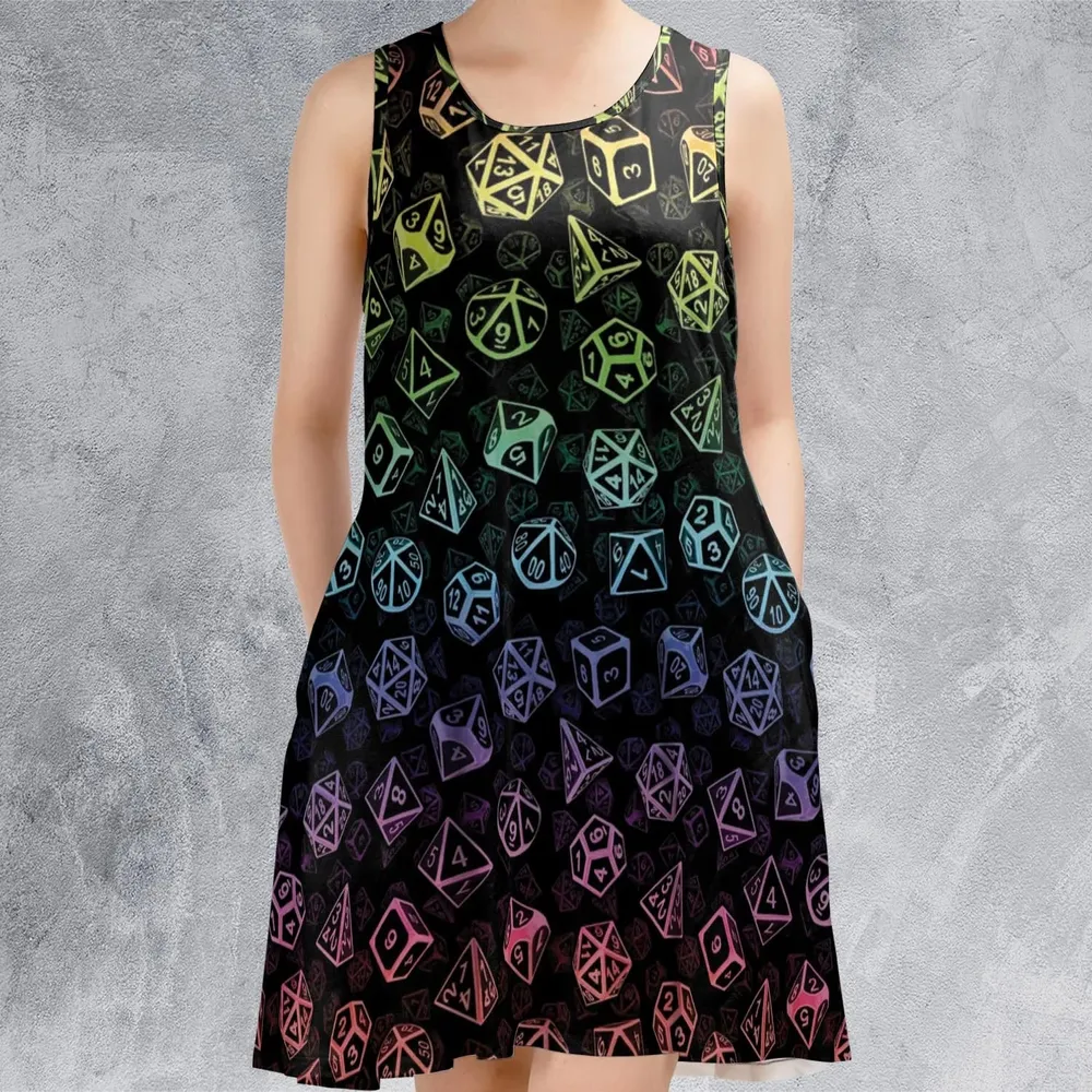 DnD Rainbow Dice Set Pattern Sleeveless Dress - 2