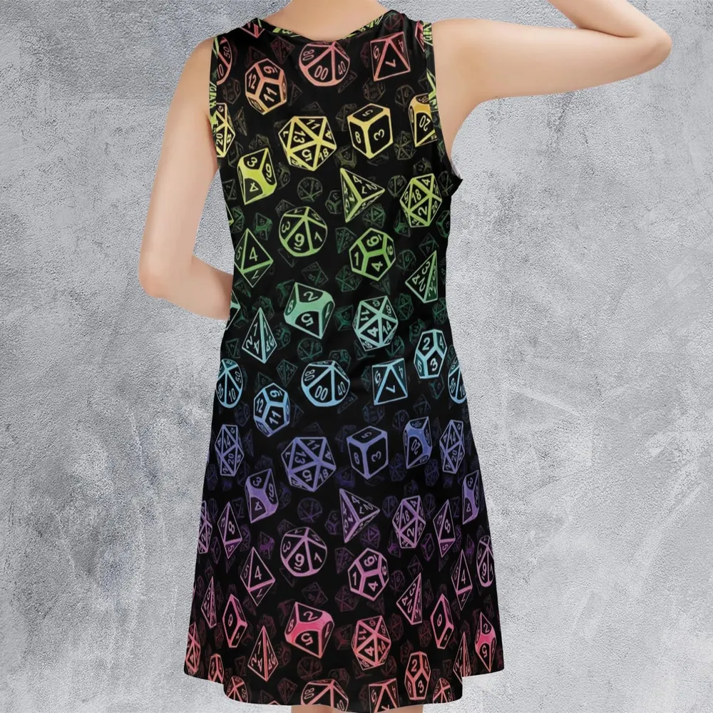 DnD Rainbow Dice Set Pattern Sleeveless Dress - 3