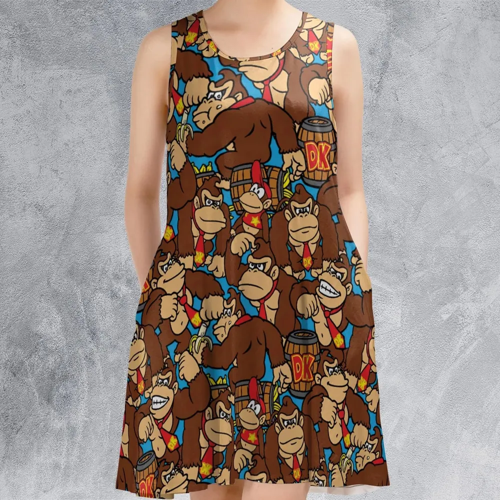 Donkey Kong Pattern Sleeveless Dress - 2
