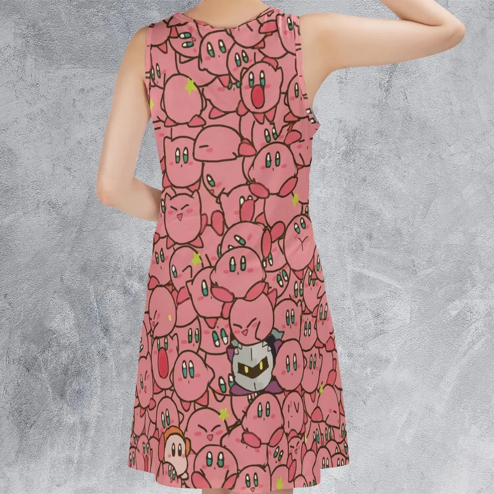 Cute Kirby Waddle Doo Bandana Waddle Dee Meta Knight Kirby's Characters Sleeveless Dress - 3