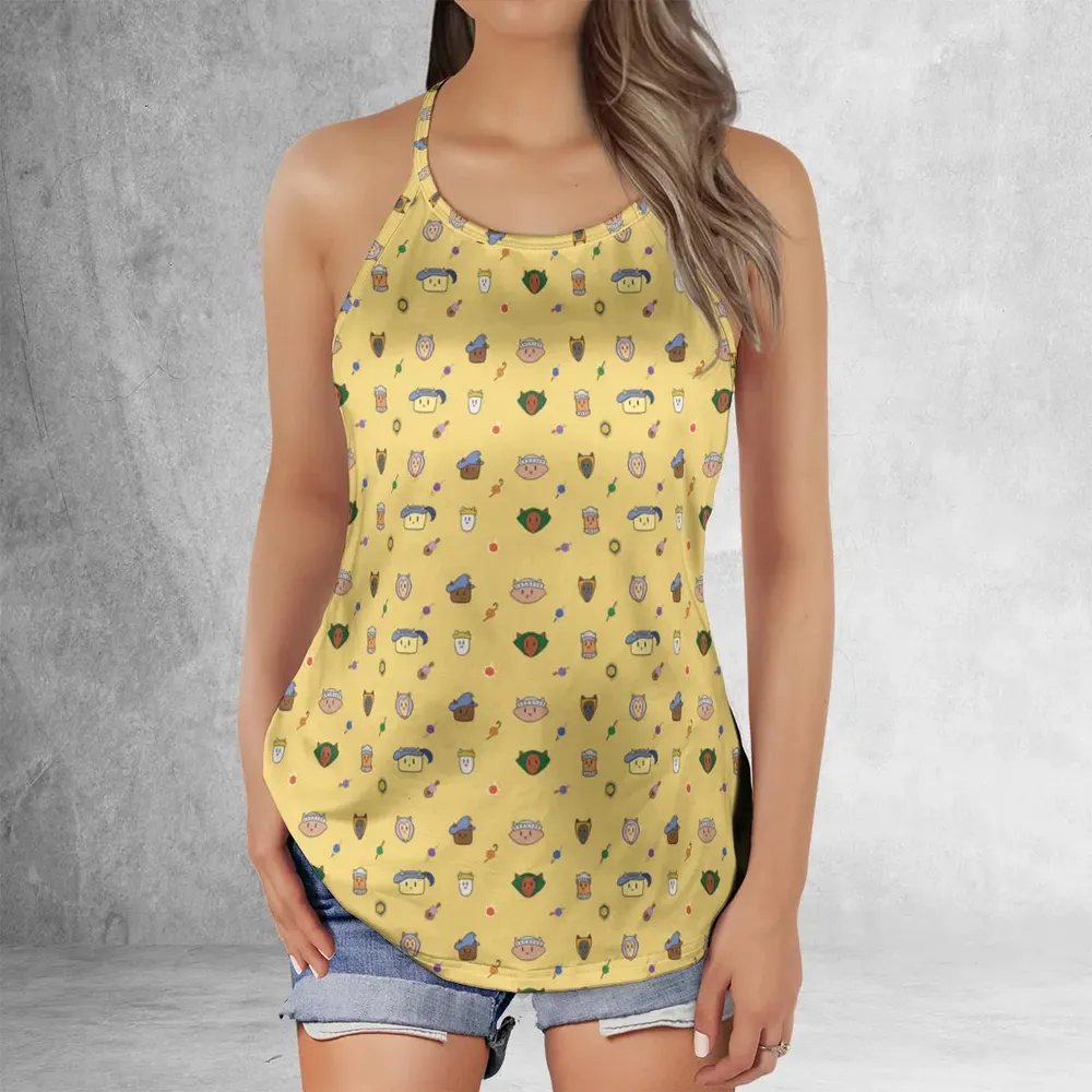 Cat DND Classes Pattern Criss Cross Tank Top - 2