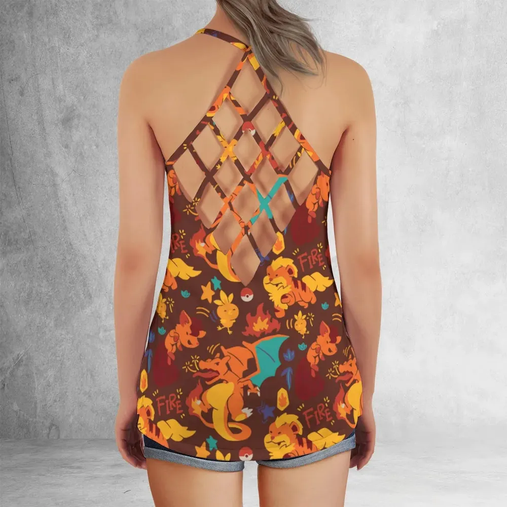 Charizard Arcanine Torchic Fire Pokemon Criss Cross Tank Top - 3