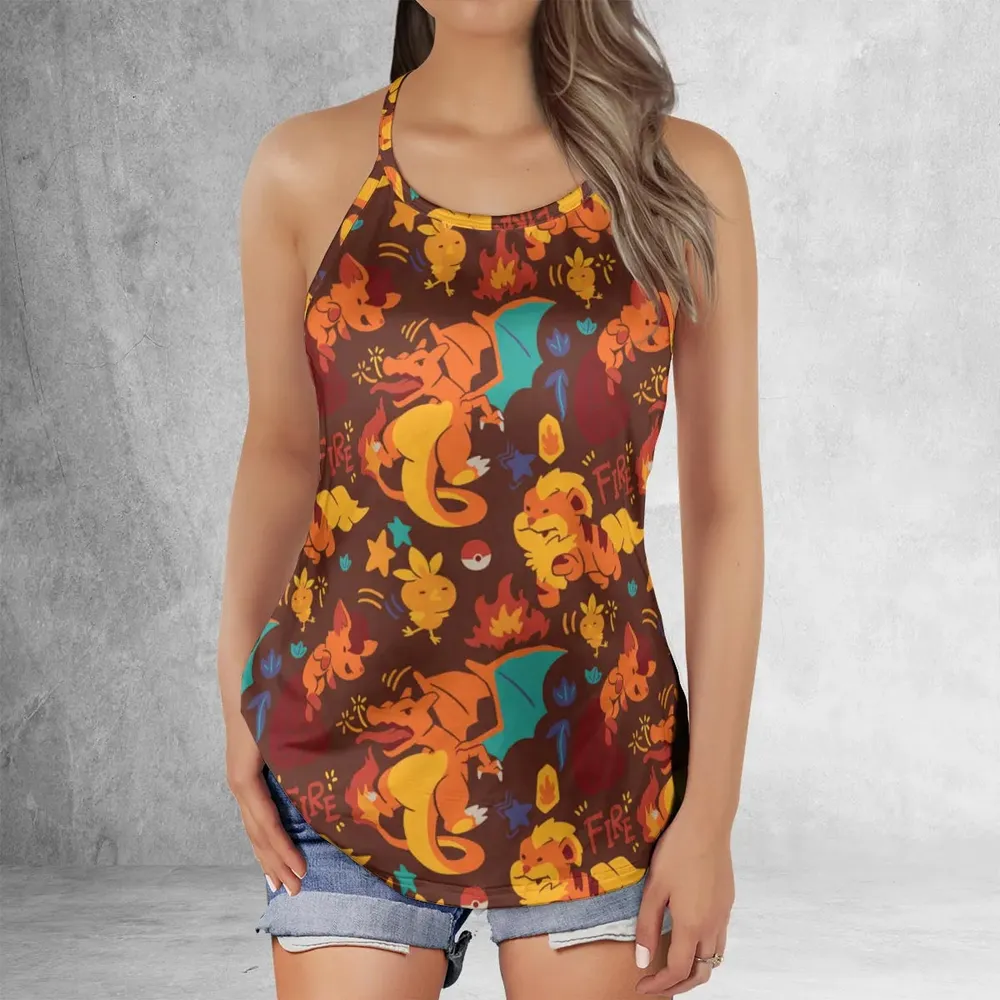 Charizard Arcanine Torchic Fire Pokemon Criss Cross Tank Top - 2