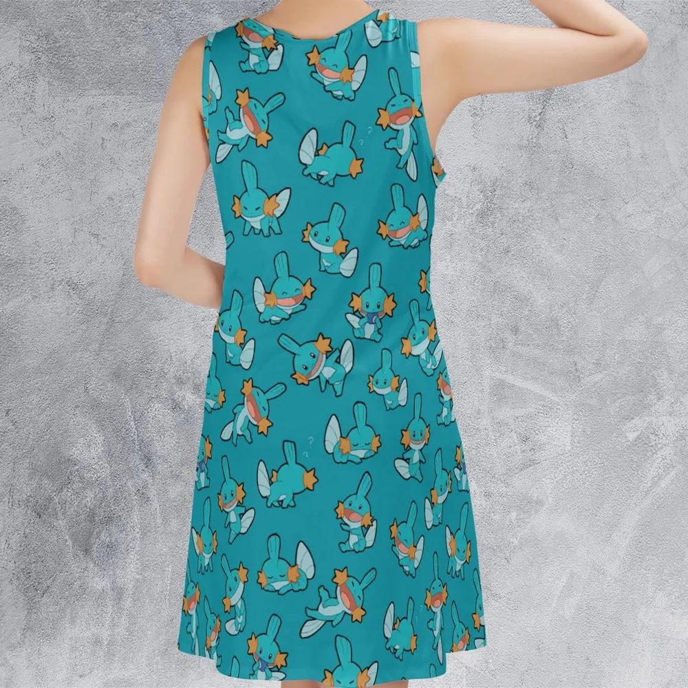Cute Mudkips Pokemon Sleeveless Dress - 3
