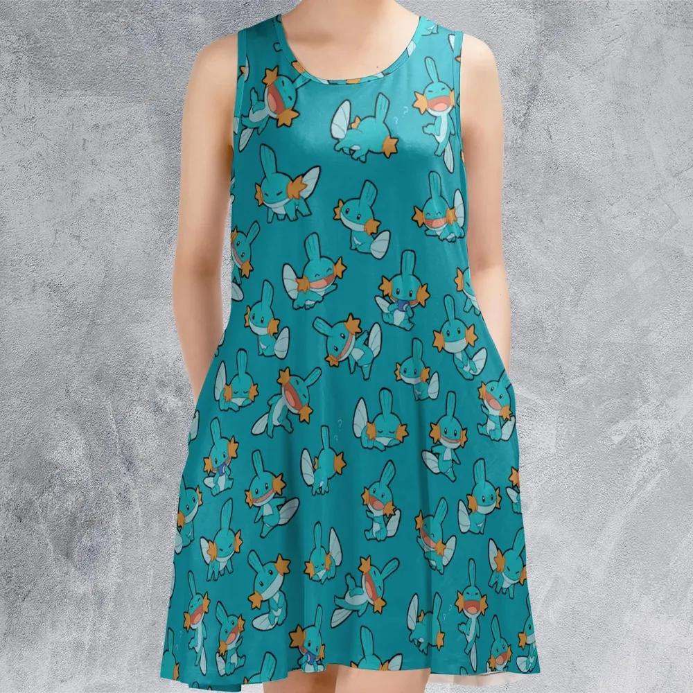 Cute Mudkips Pokemon Sleeveless Dress - 2
