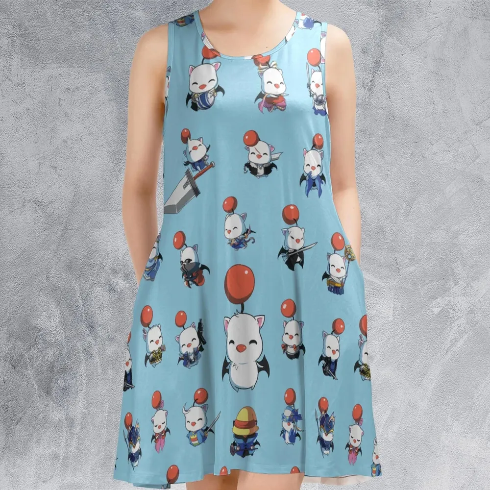 Cute Moogle Final Fantasy Sleeveless Dress - 2