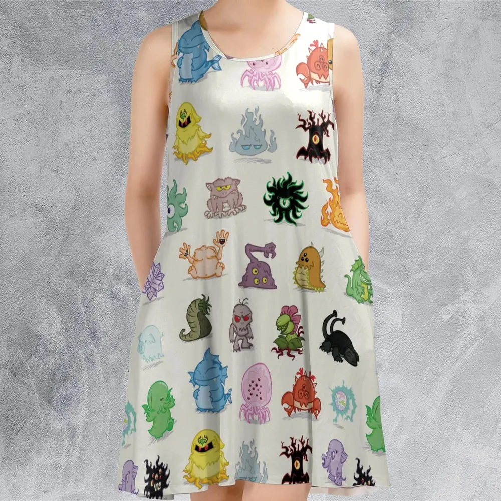 Cute Monsters H. P. Lovecraft Sleeveless Dress - 2