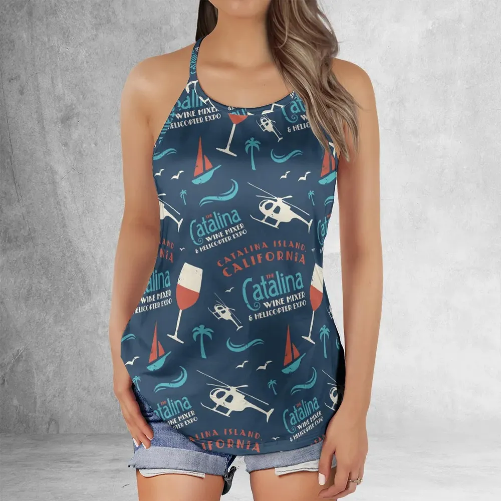 Catalina Wine Mixer Pattern Criss Cross Tank Top - 2