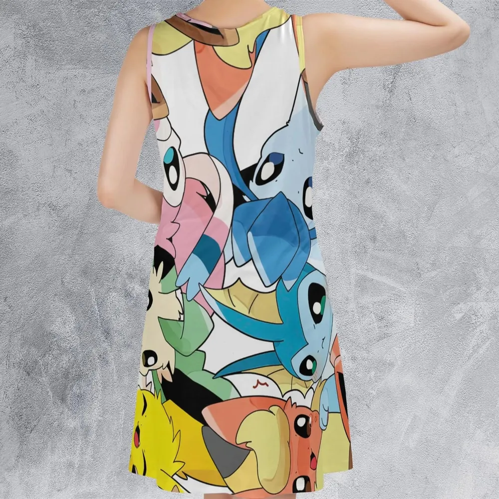 Cute Eevee Evolution Pokemon Sleeveless Dress - 3