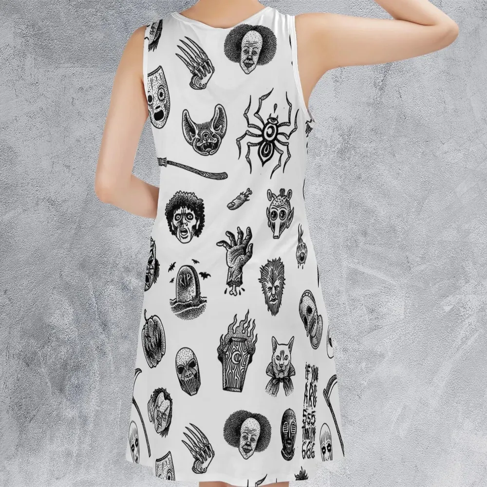 Cult Horror Characters Cryptkeeper Beetlejuice Chucky Fears of a clown Sleeveless Dress - 3