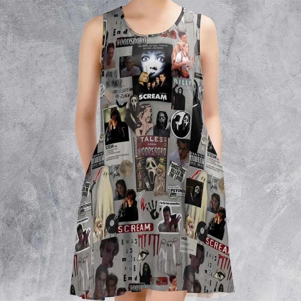 Crime Scene Scream Aesthetic Pattern Sleeveless Dress - 2